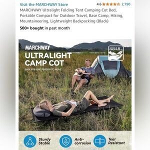 MARCHWAY Ultralight Folding Tent Camping Cot Bed
